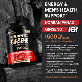 NUTRAHARMONY Ginseng Coréen 1500mg étiquette avec ingrédients