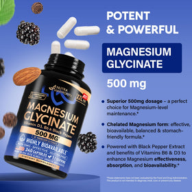NUTRAHARMONY Glicinate de Magnésium 500 mg 240 capsules avec étiquette