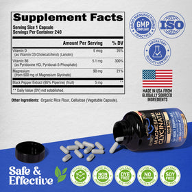 NUTRAHARMONY Glicinate de Magnésium 500 mg 240 capsules en vue de profil