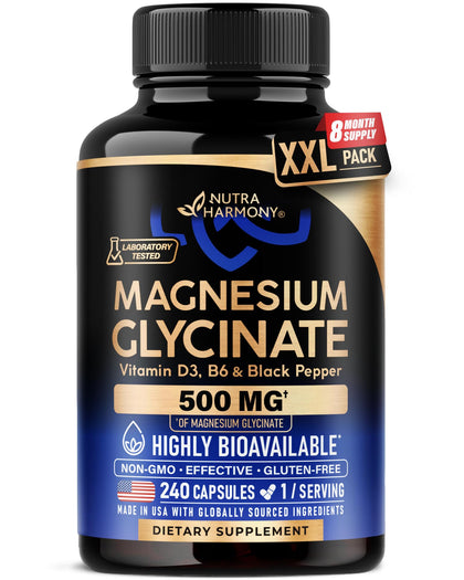 NUTRAHARMONY Glicinate de Magnésium 500 mg 240 capsules vue de face