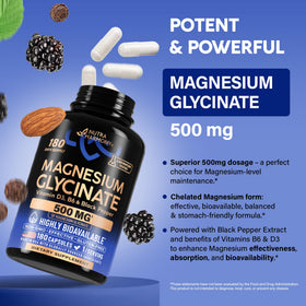 NUTRAHARMONY Glycinate de Magnésium 500 mg 180 capsules sur une table