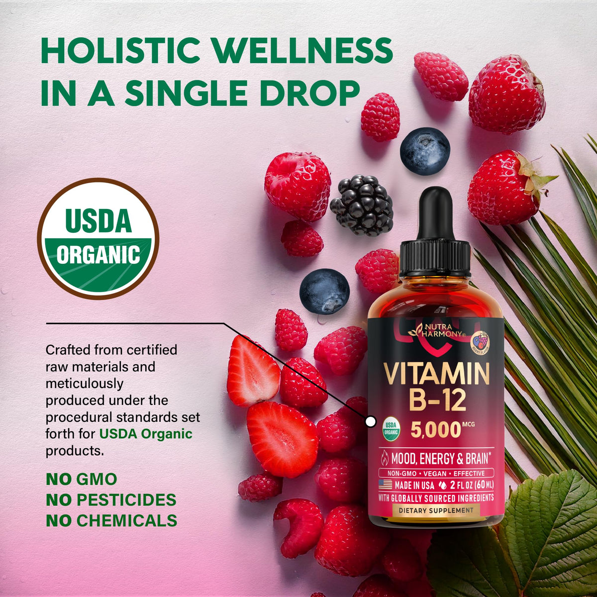 NUTRAHARMONY Gouttes de Vitamine B12 Bio 5000 mcg - gouttes en application