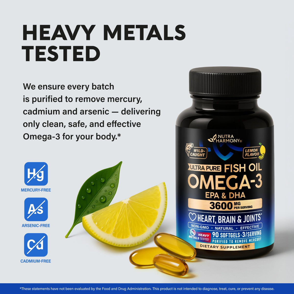 NUTRAHARMONY Huile de Poisson Omega 3 3600 mg étiquette