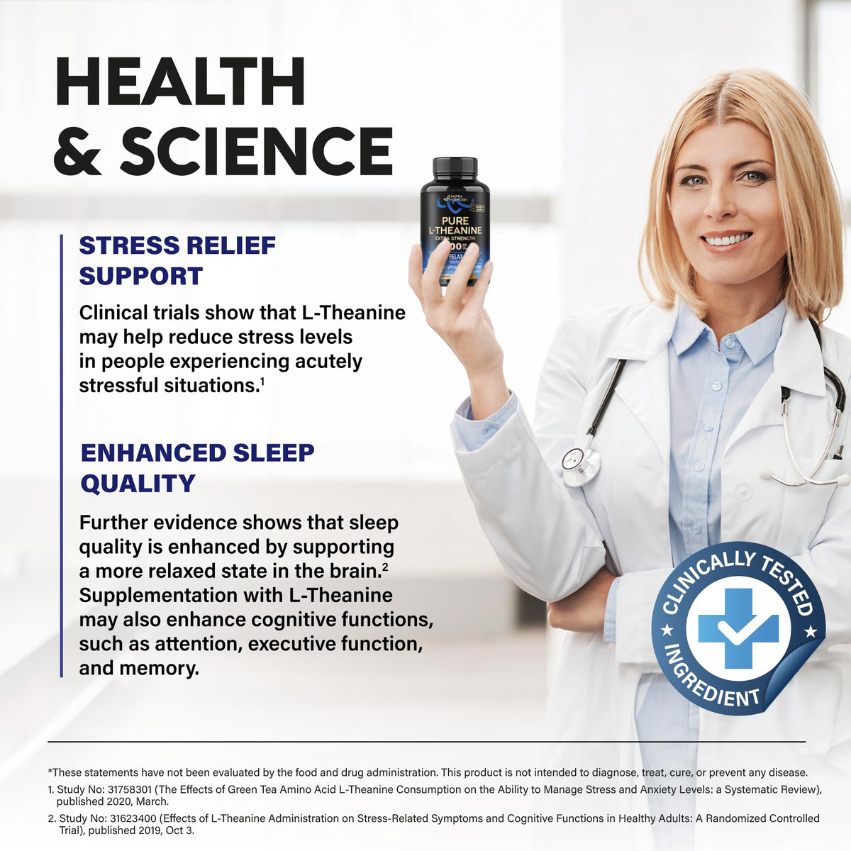 NUTRAHARMONY L-Theanine 400 mg capsules avec verre d'eau