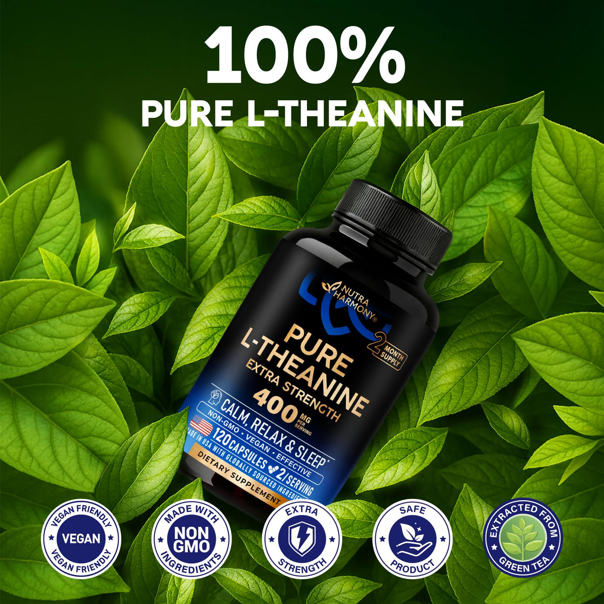 NUTRAHARMONY L-Theanine 400 mg étiquette du produit