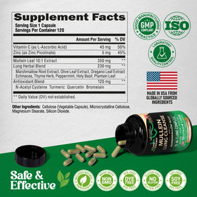 NUTRAHARMONY Mullein 10:1 120 Capsules avec d'autres compléments