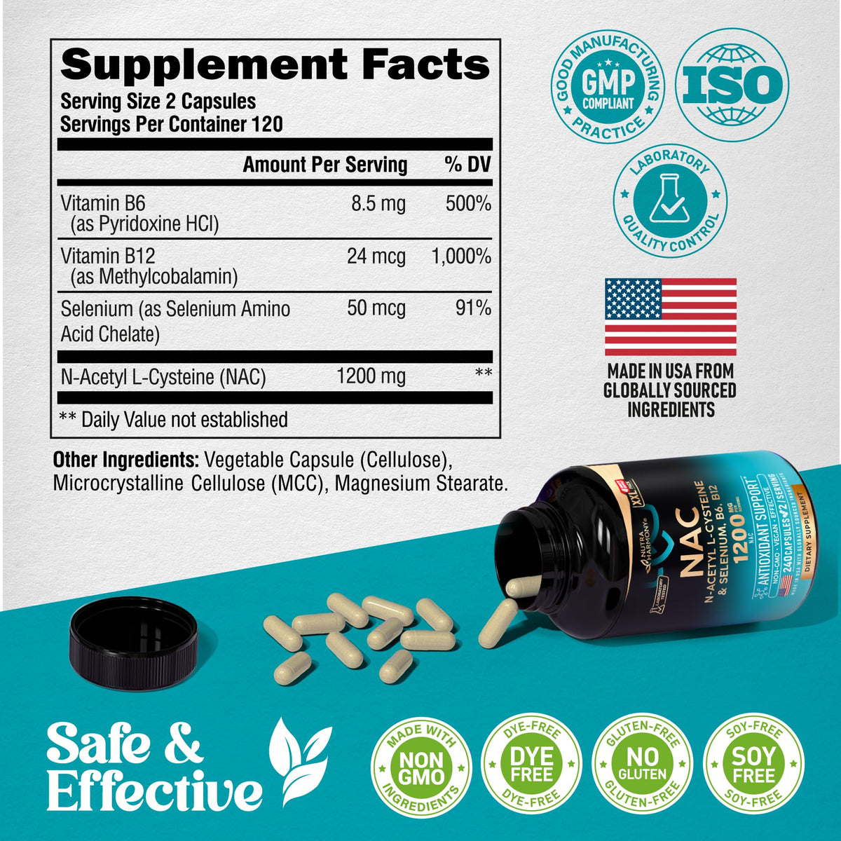 NUTRAHARMONY NAC 1200 mg boîte avec capsules