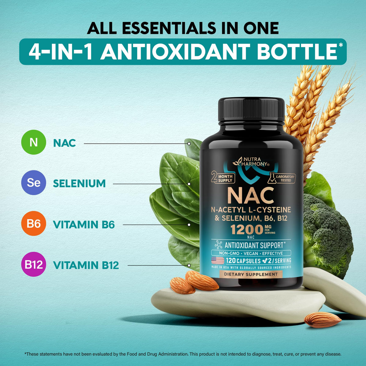 NUTRAHARMONY NAC 1200 mg complément alimentaire, vue de côté
