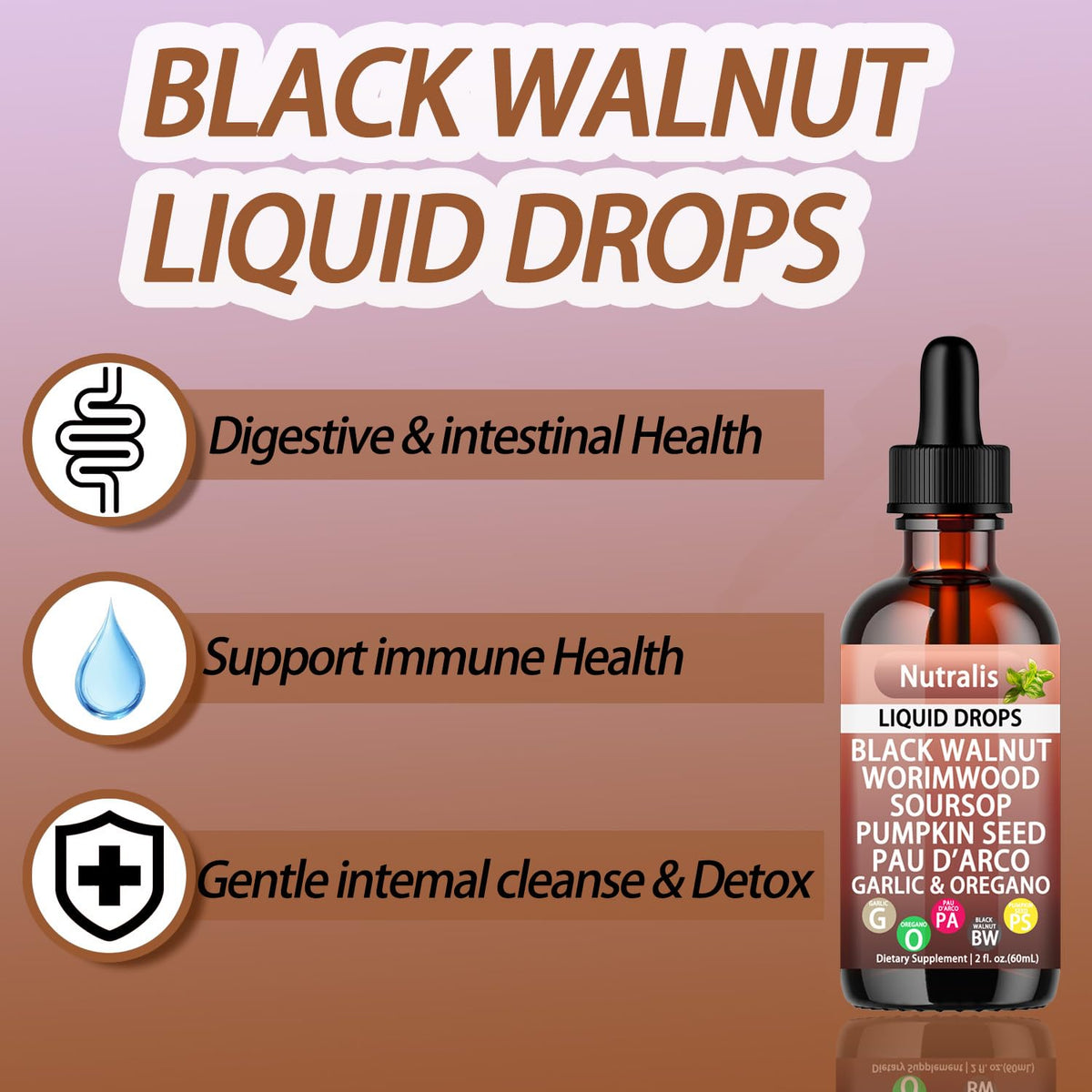 Nutralis Gouttes de Noix Noire et Absinthe 60 mL étiquette