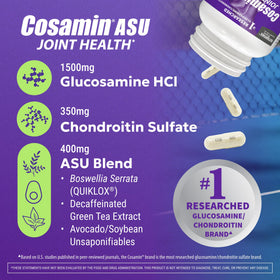 Nutramax Cosamin ASU bouteille ouverte avec capsules