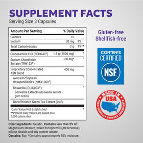 Nutramax Cosamin ASU information sur l'étiquette