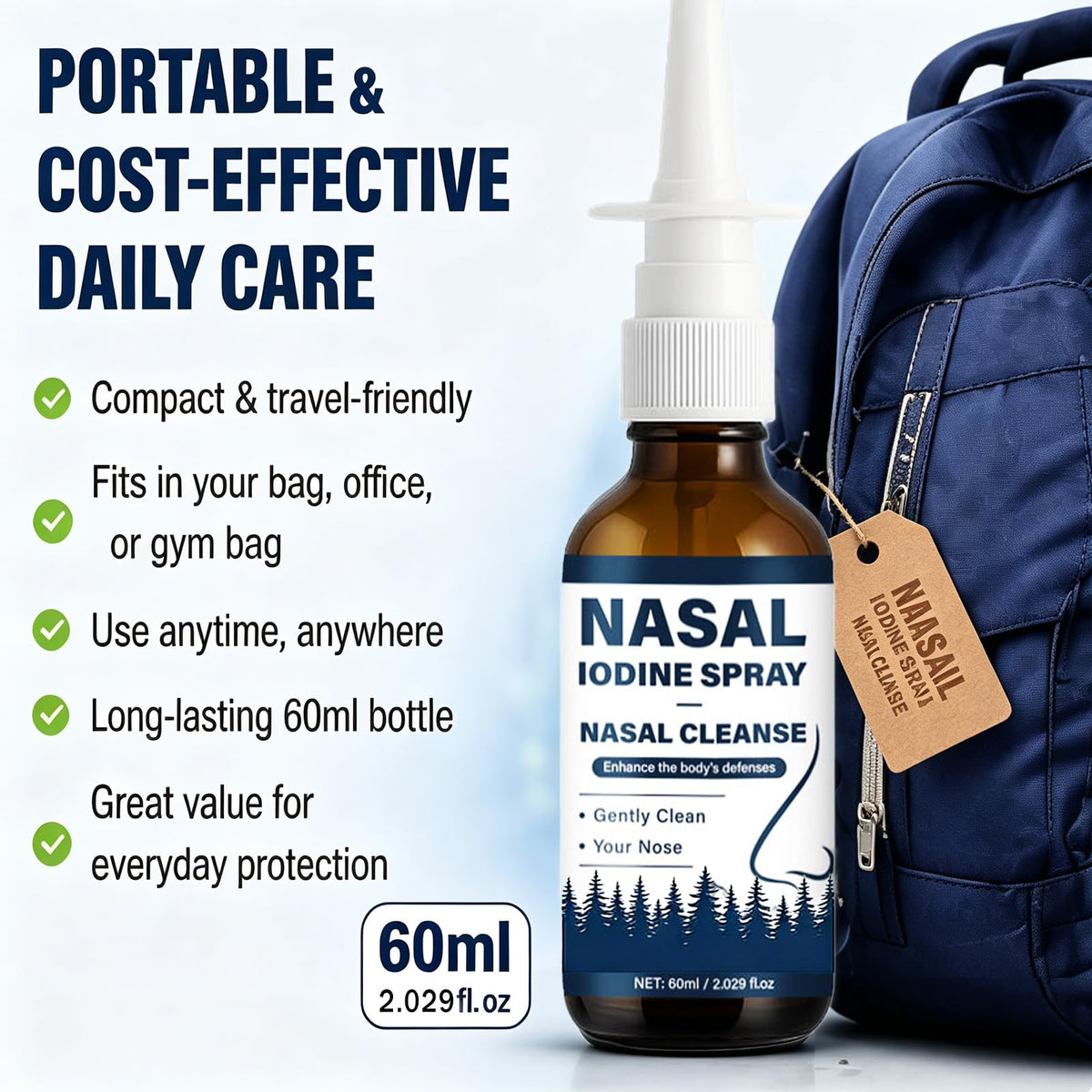 Nutramd Iodine Spray Nasal 60 ml dans un environnement de voyage