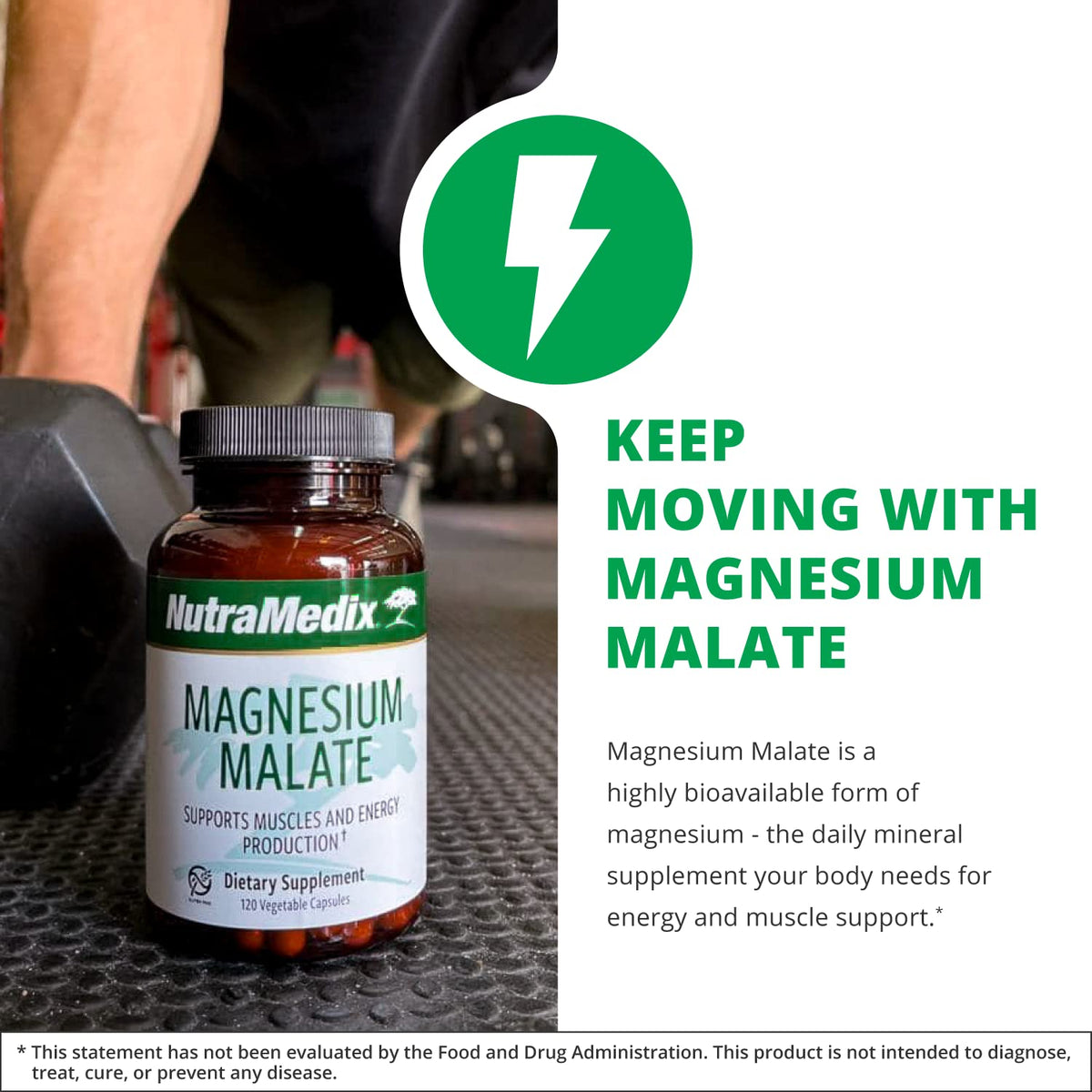 NutraMedix Magnésium Malate, capsules sur fond blanc
