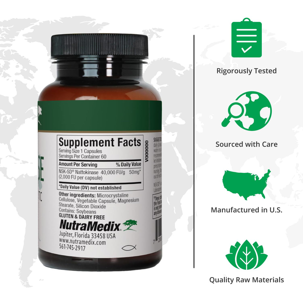 NutraMedix Nattokinase 2000 FU 60 capsules arrière avec informations