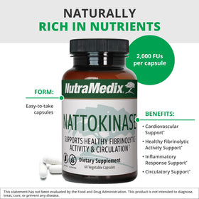 NutraMedix Nattokinase 2000 FU 60 capsules avec une main tenant la boîte