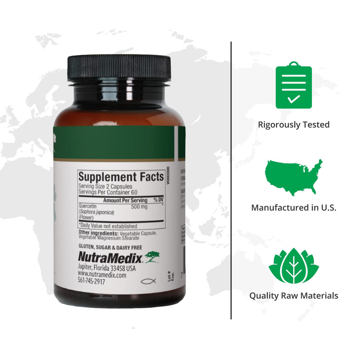 NutraMedix Quercetin 500mg Capsules - arrière de l'emballage