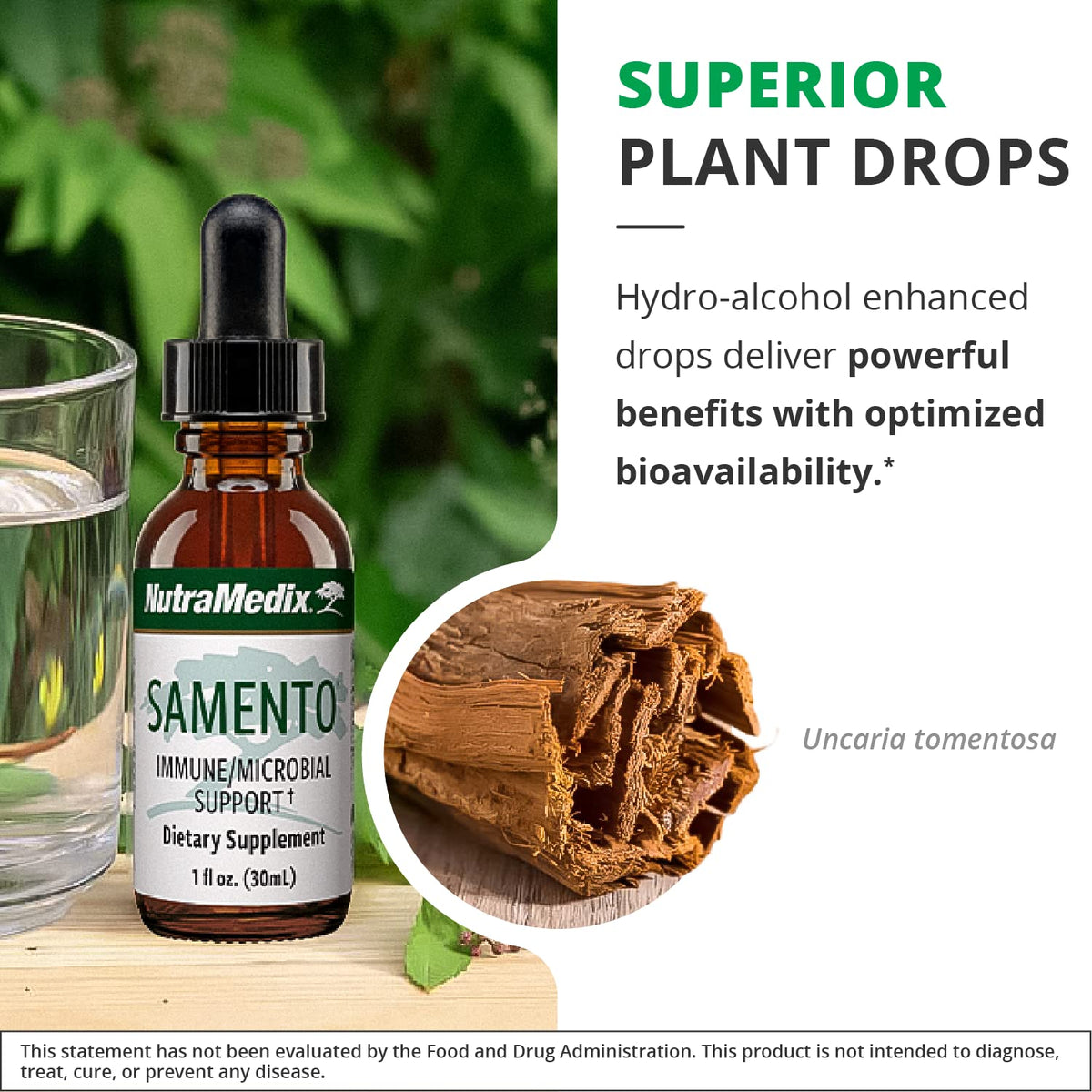 NutraMedix Samento Tincture 30ml avec fond naturel