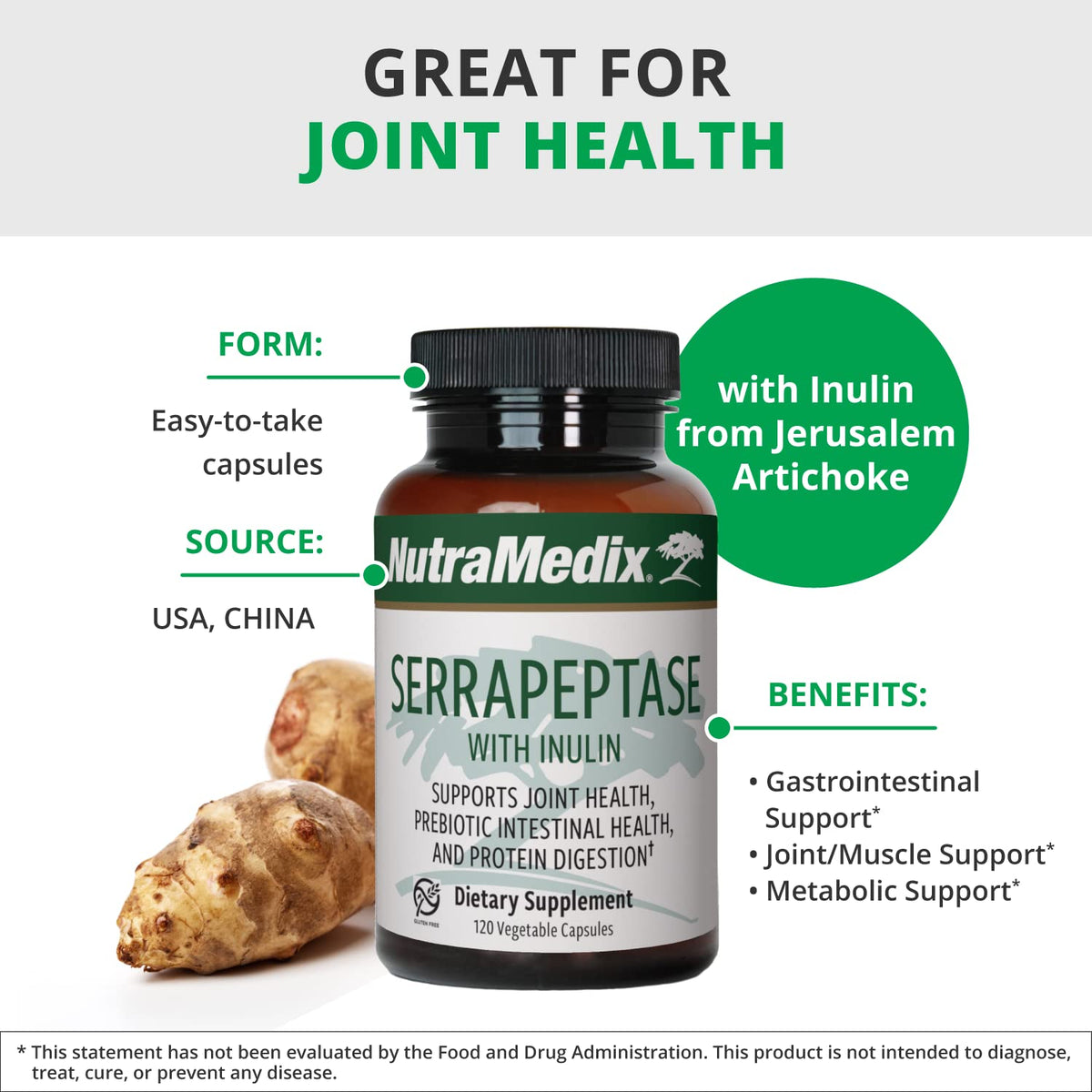 NutraMedix Serrapeptase 120 Capsules vue de dos