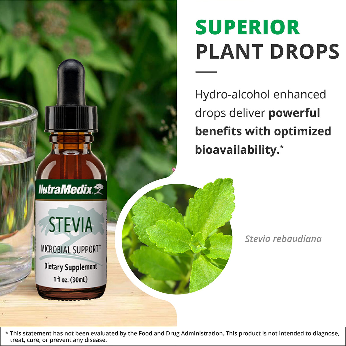 NutraMedix Stevia gouttes ajoutées à un thé chaud