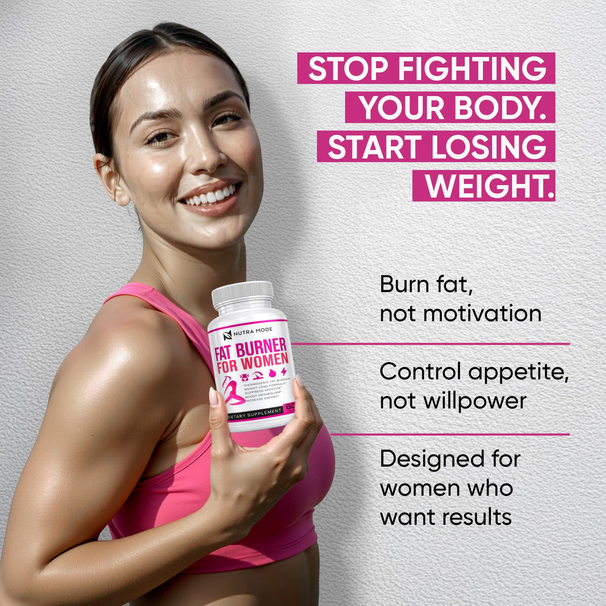 NUTRAMODE Brûleur de Graisse Femme 60 Caps avec ingrédients naturels