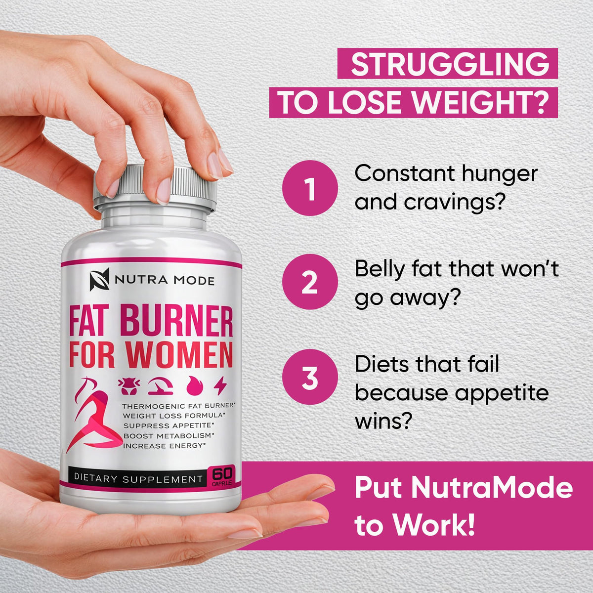 NUTRAMODE Brûleur de Graisse Femme 60 Caps ouverte