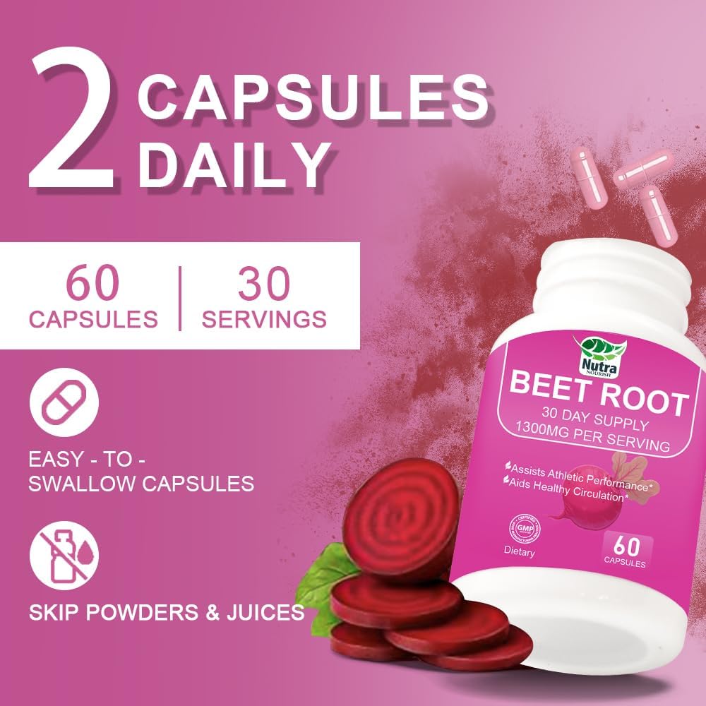 NutraNourish Betterave Bio capsules avec verre d'eau