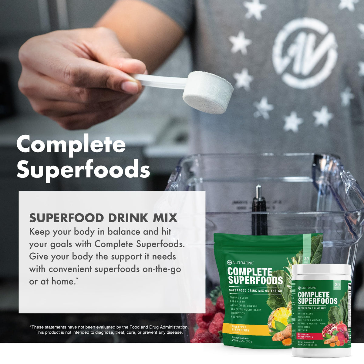 NutraOne Complete Superfoods stick pack en main