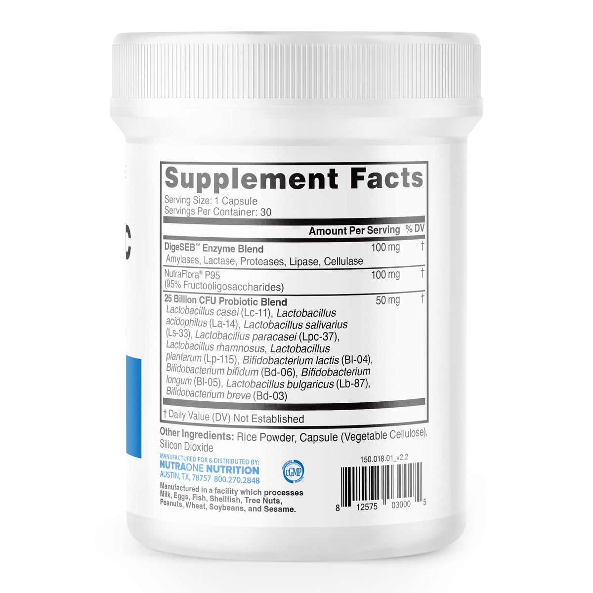 NutraOne ProbioticX capsules sur fond blanc