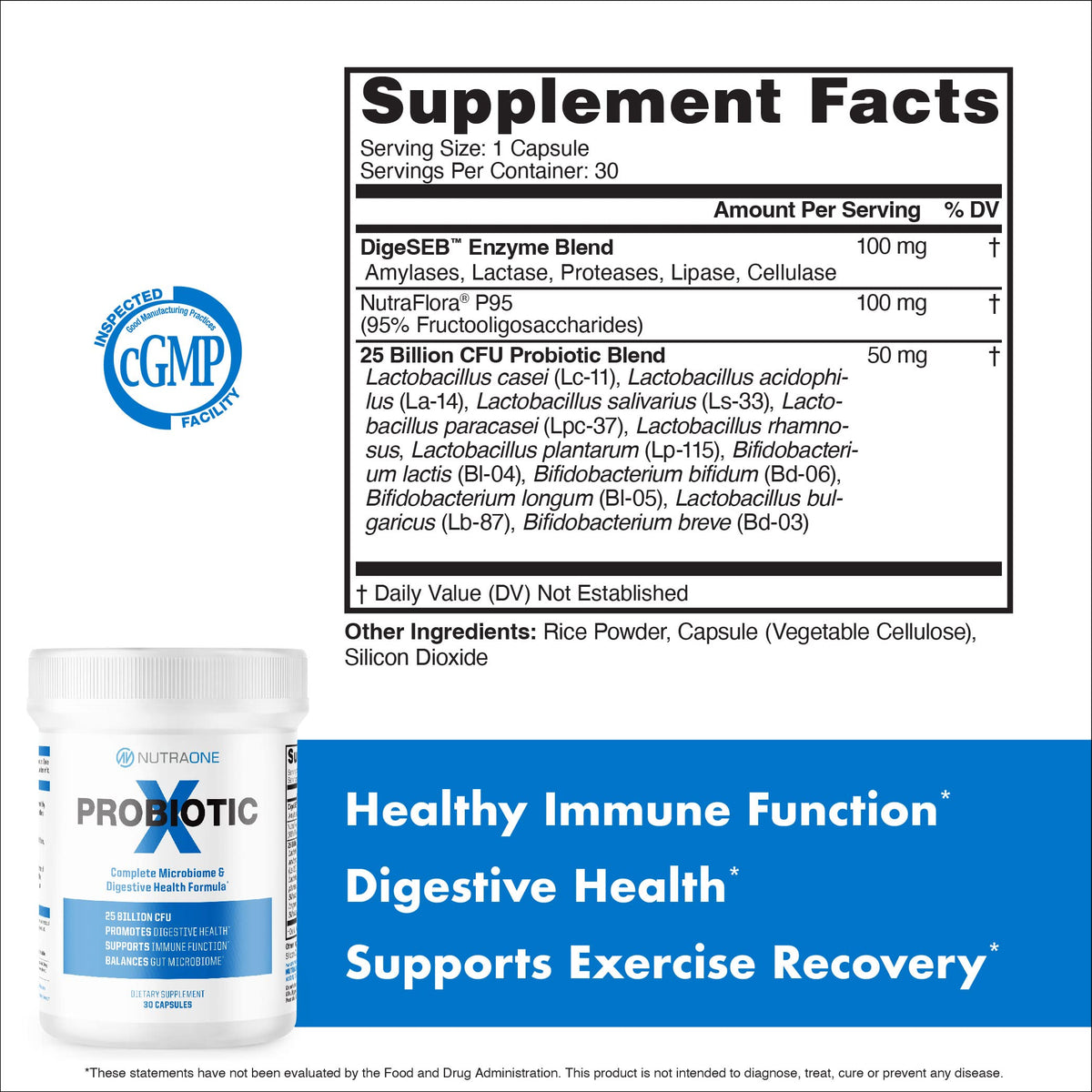 NutraOne ProbioticX côté de l'emballage