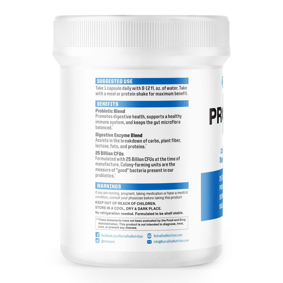 NutraOne ProbioticX emballage avec informations
