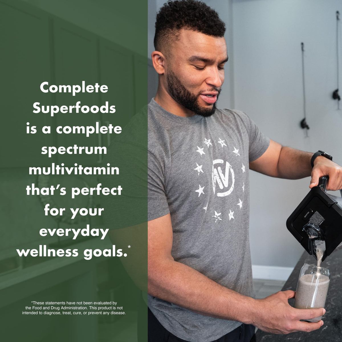 NutraOne stick packs avec des légumes en arrière-plan