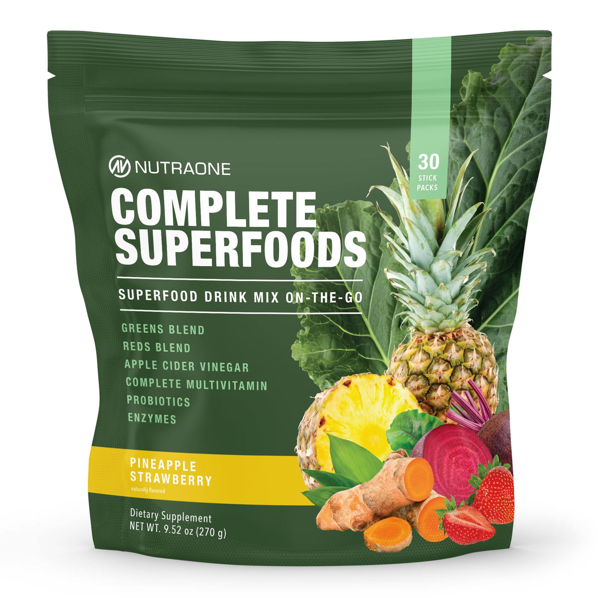 NutraOne stick packs de super-aliments, saveur ananas-fraise