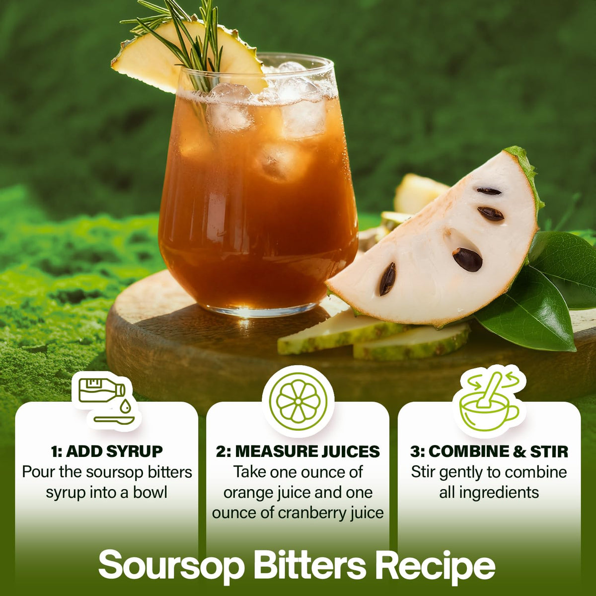 NutraPeaks Bitters Liquide Soursop 16 fl oz avec cuillère doseuse