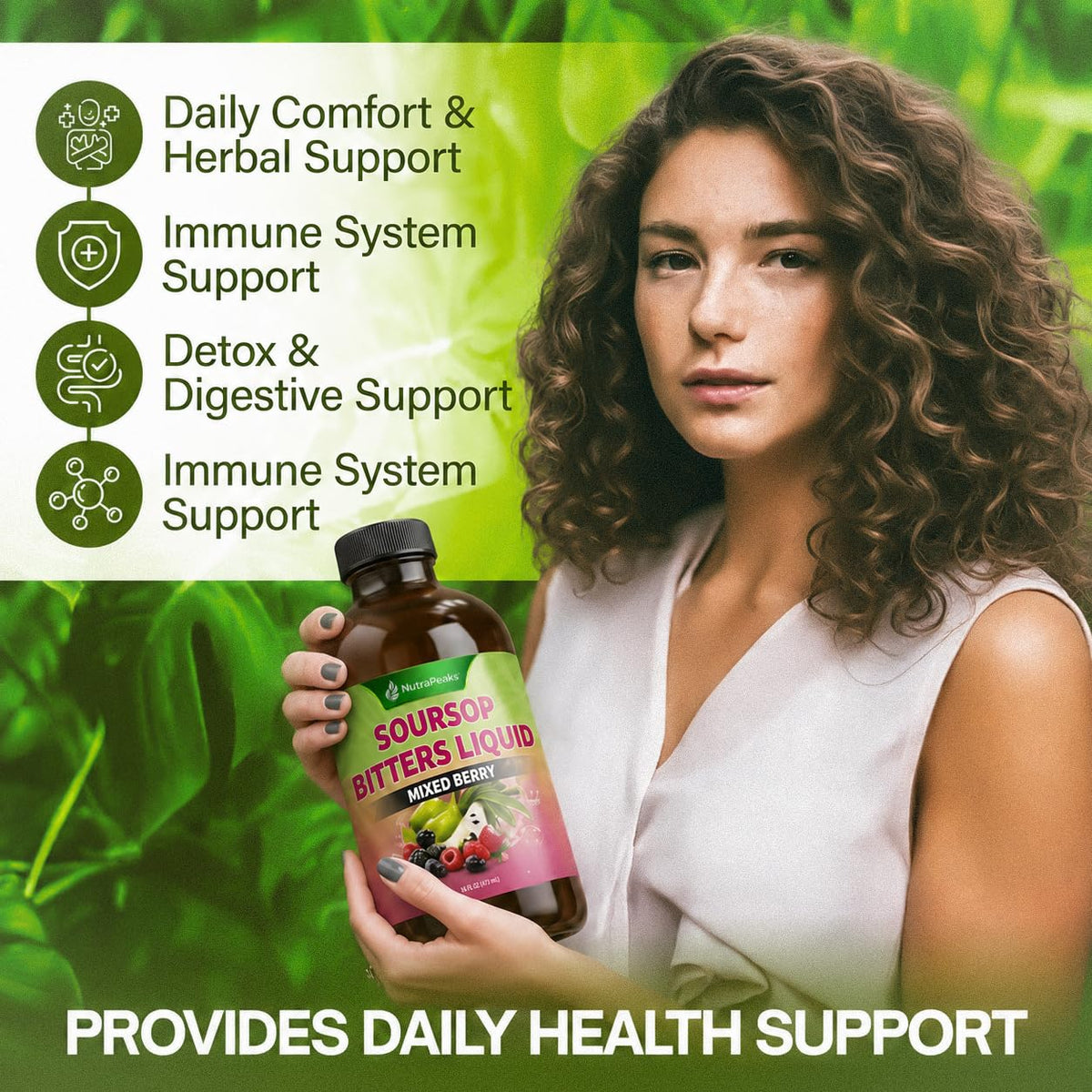 NutraPeaks Bitters Liquide Soursop 16 fl oz vue de côté