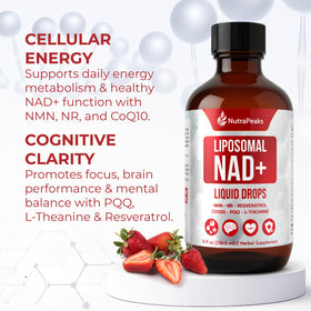 NutraPeaks complément alimentaire NAD+ 1000mg stick liquide avec étiquette