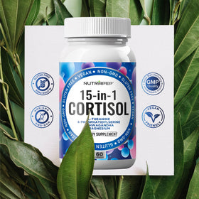 NutraPep Complément Alimentaire Cortisol 15-en-1 82g avec verre d'eau