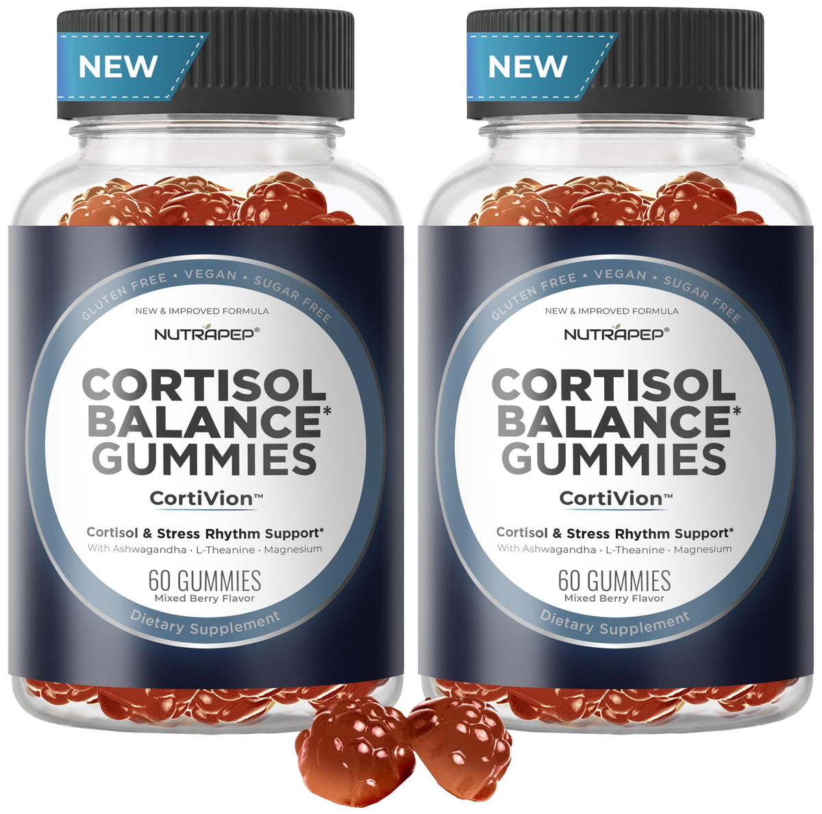 NutraPep Gummies Cortisol 60 gummies en format bouteille