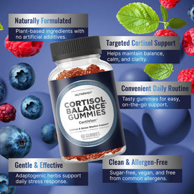 NutraPep Gummies Cortisol gummies à côté d'un verre d'eau