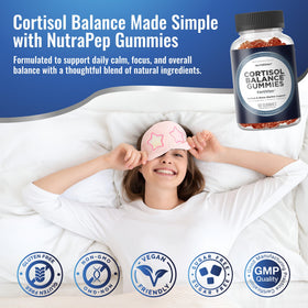NutraPep Gummies Cortisol gummies avec étiquette visible