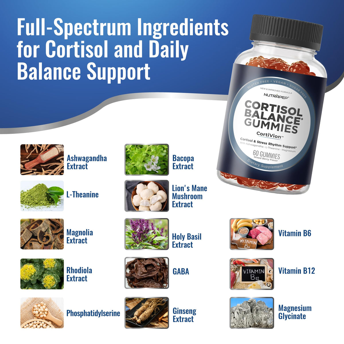 NutraPep Gummies Cortisol gummies sur une table
