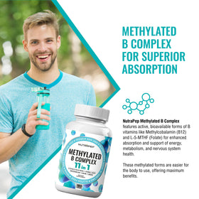 NutraPep Methylated B-Complex capsules sur une surface blanche