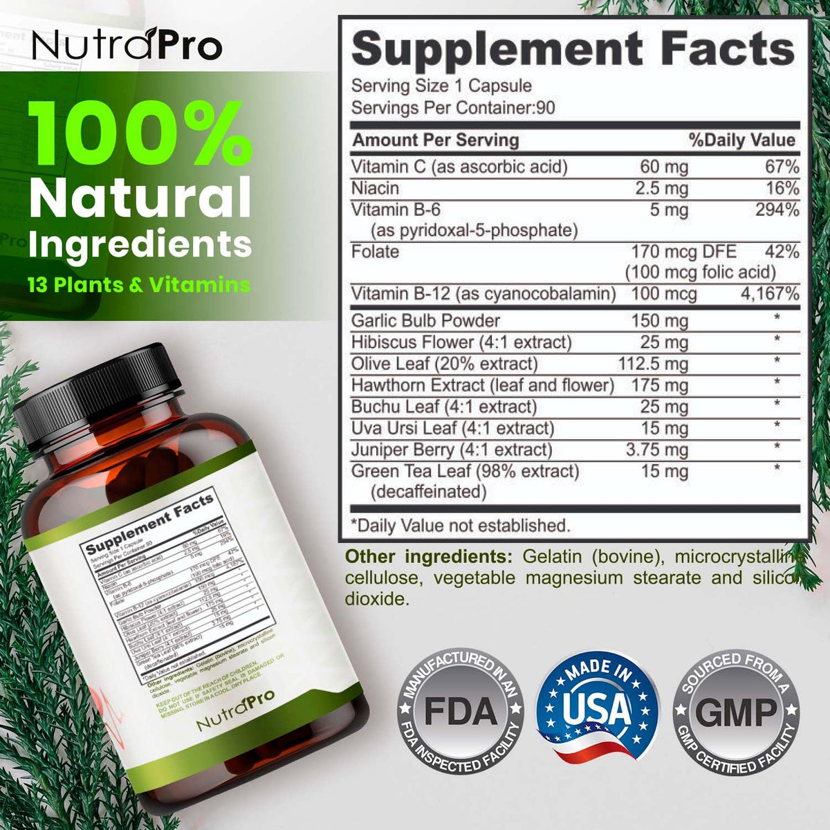 NutraPro Complément Alimentaire Hypertension 109g - ingrédients principaux