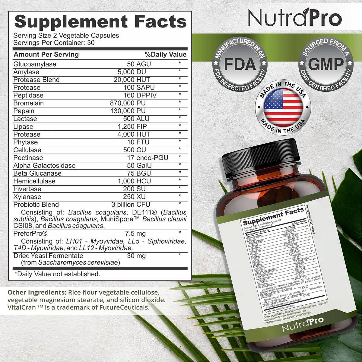 NutraPro Compléments Alimentaires Multi-Enzymes 50g packaging