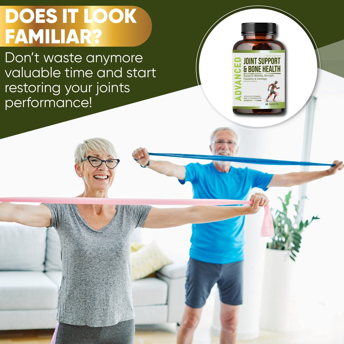 NutraPro Glucosamine Chondroitin MSM comprimés vus de près