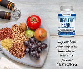 NutraPro Healthy Heart complément alimentaire sur une table en bois