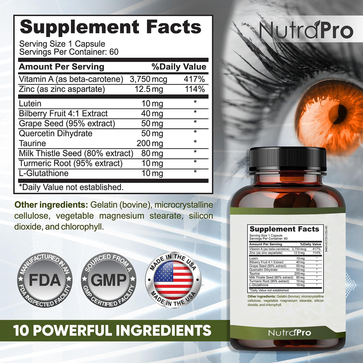 NutraPro Vision Support 60 gélules sur fond blanc