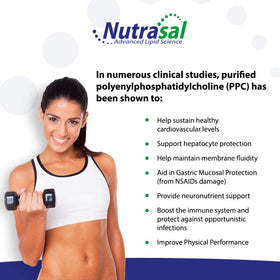 Nutrasal PhosChol 600mg gélules de choline pure sur une table
