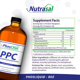 Nutrasal PhosChol Concentré Liquide 3000mg 8 oz. étiquette