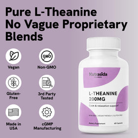 Nutrasida L-Theanine 200mg capsules, en environnement naturel