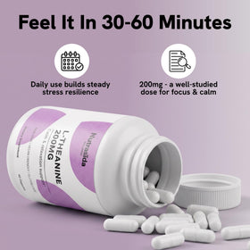 Nutrasida L-Theanine 200mg capsules, sur une table